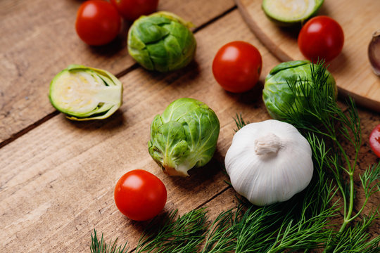Vegetables on a wooden background 