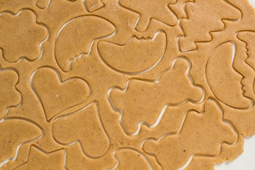 Preparing dough for baking gingerbread cookies