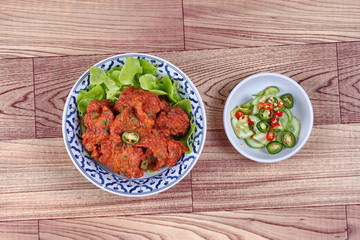 Thai food,Curried fish cake (Tod Mun Pla Krai)