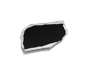black ripped paper on white