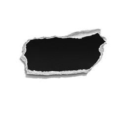 black ripped paper on white