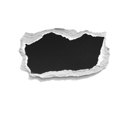 black ripped paper on white