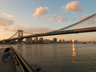 Manhattan bridge cross river.Take city bike over here,Brooklyn,New York