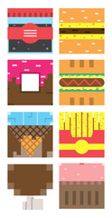 Set of square icons. Fast food