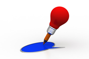 light bulb pencil with chat bubble