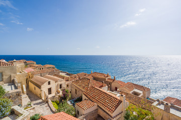 The beautiful Byzantine castle town of Monemvasia in Laconia Pel