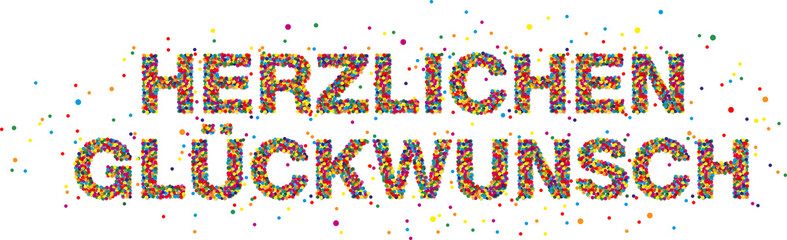 Buntes Konfetti - Schriftzug Herzlichen Glückwunsch - Vektor