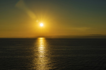 Beautiful sunset over the sea. Sunrise in the sea