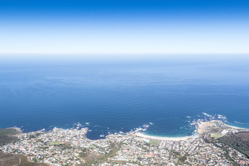 View of Camps Bay facing the Atlantic Ocean, Cape Town from top of Table Mountain