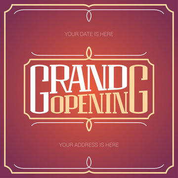 Grand opening vector banner, illustration