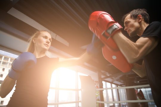 Young sportsmens compete in boxing