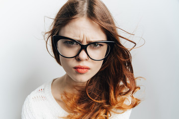 Obraz premium girl with glasses on a white background