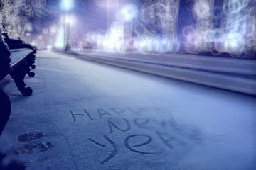 winter landscape footprints in the snow