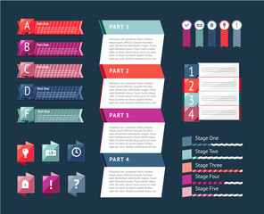 Abstract infographics element set isolated vector illustration. Abstract geometric template, workflow layout, business steps or processes. Business infographics element for presentation diagram graph