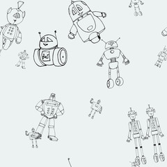 Robot doodles pattern.