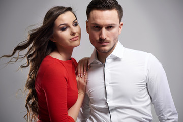 Hair with blown hair and her boyfriend