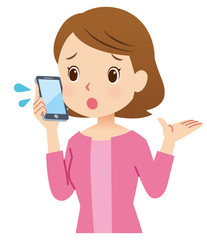 電話をかける女性　主婦　トラブル
