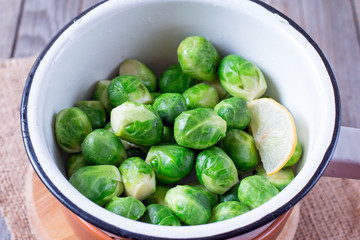 Brussels sprout in the colander