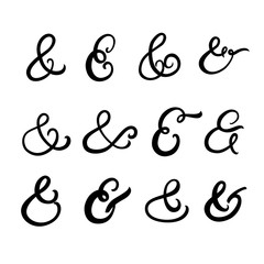 Collection of hand written ampersands.