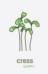 Obraz premium Garden cress vector icon. Vegetable green leaves