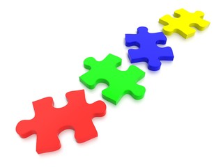 3D rendered Jigsaw Puzzle concept, depicting teamwork and connection