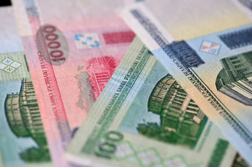 Background of the Belarusian banknotes close up
