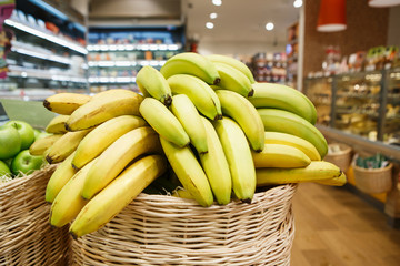 Bananas basket on sale in food shop