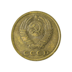 3 russian kopeyka coin (1982) isolated on white background