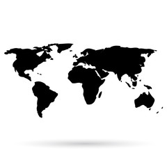 World map. Black icon on white background.