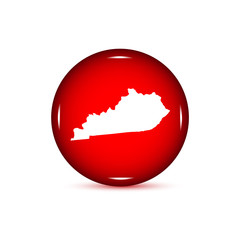 Map of the U.S. state of Kentucky. Red button on a white backgro