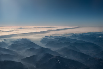 Fototapeta na wymiar Mountain view from airplane
