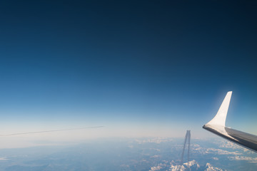 Naklejka na ściany i meble Airplane as seen from other airplane
