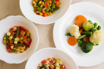 Vegetable salad in a white plate. Dietary dish.