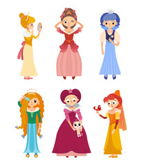 Collection of 6 beautiful princesses in different poses