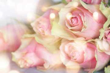 Fototapeta na wymiar Bouquet of roses in sunlight