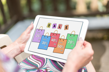 Sale concept on a tablet