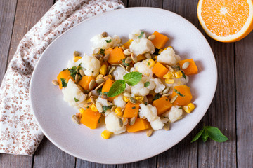 Roasted pumpkin salad with cauliflower
