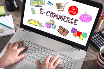 E-commerce concept on a laptop screen