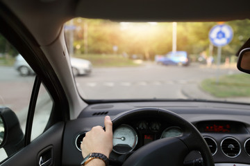 car on the roundabout