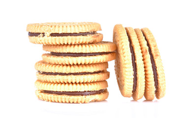 Sandwich cookies on a white background