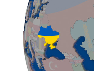 Ukraine with national flag