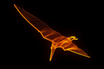 Dinosaur Pteranodon in Hologram Wireframe Style. Nice 3D Rendering   © bombastic80