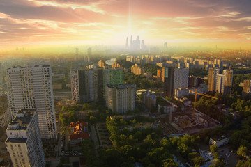 Obraz na płótnie Canvas View of the city from a tall building