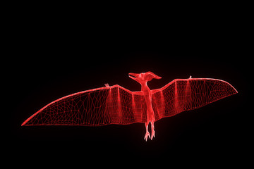 Dinosaur Pteranodon in Hologram Wireframe Style. Nice 3D Rendering   © bombastic80