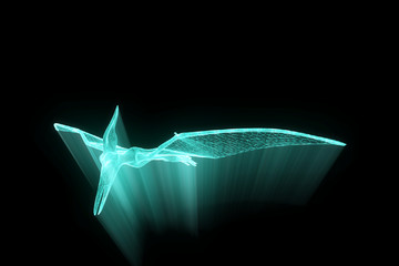 Dinosaur Pteranodon in Hologram Wireframe Style. Nice 3D Rendering   © bombastic80