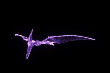 Dinosaur Pteranodon in Hologram Wireframe Style. Nice 3D Rendering   © bombastic80