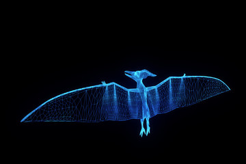 Dinosaur Pteranodon in Hologram Wireframe Style. Nice 3D Rendering   © bombastic80