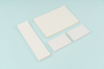 Blank Gift Card on blue background .