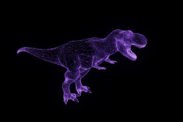 Dinosaur TRex in Hologram Wireframe Style. Nice 3D Rendering   © bombastic80