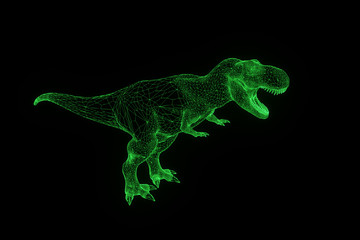 Dinosaur TRex in Hologram Wireframe Style. Nice 3D Rendering   © bombastic80